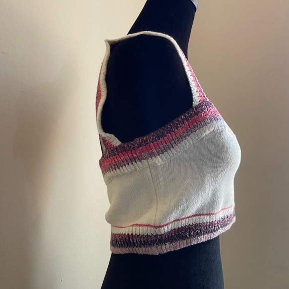 NWT Free People In the Sun Brami cropped tank top Ivory berry combo M - Picture 5 of 8